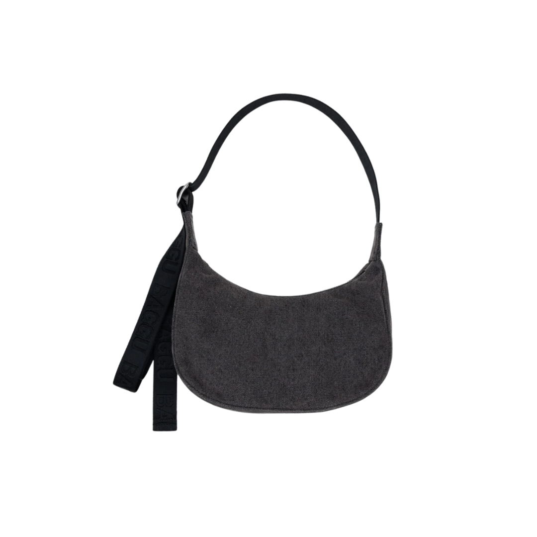 Small Denim Crescent Bag