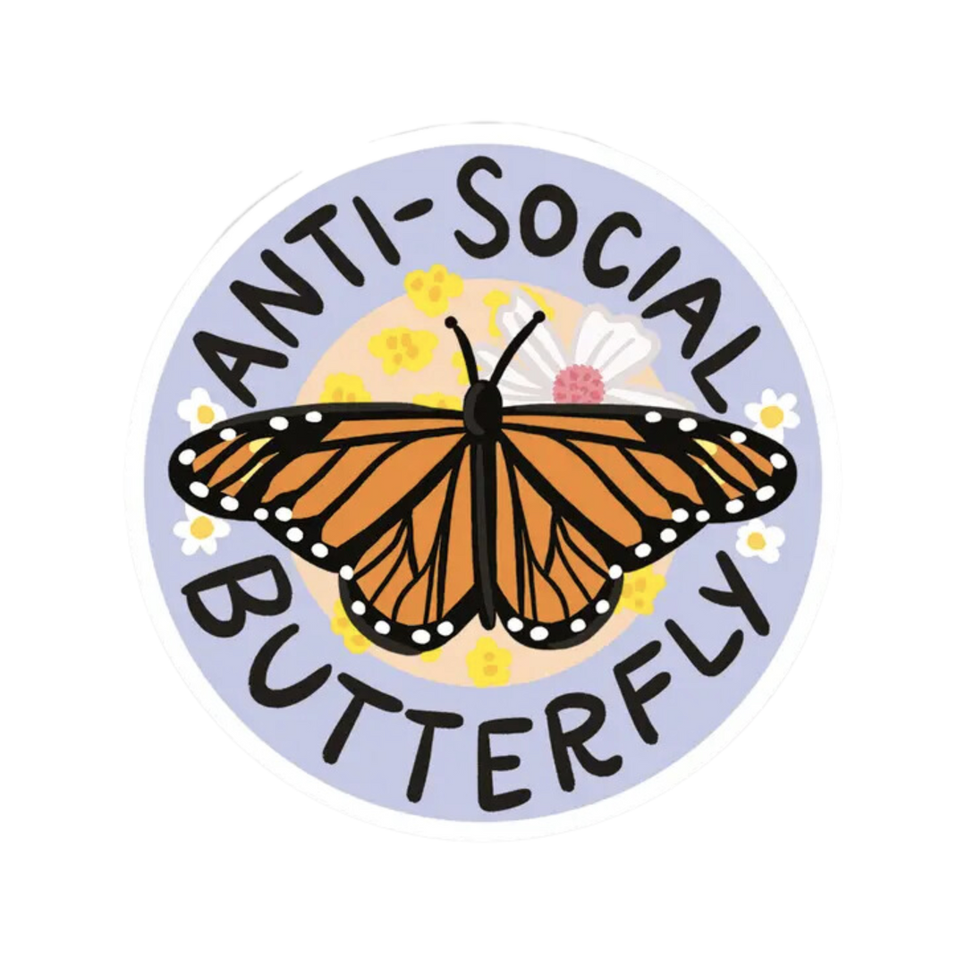 Anti-Social Butterfly Sticker