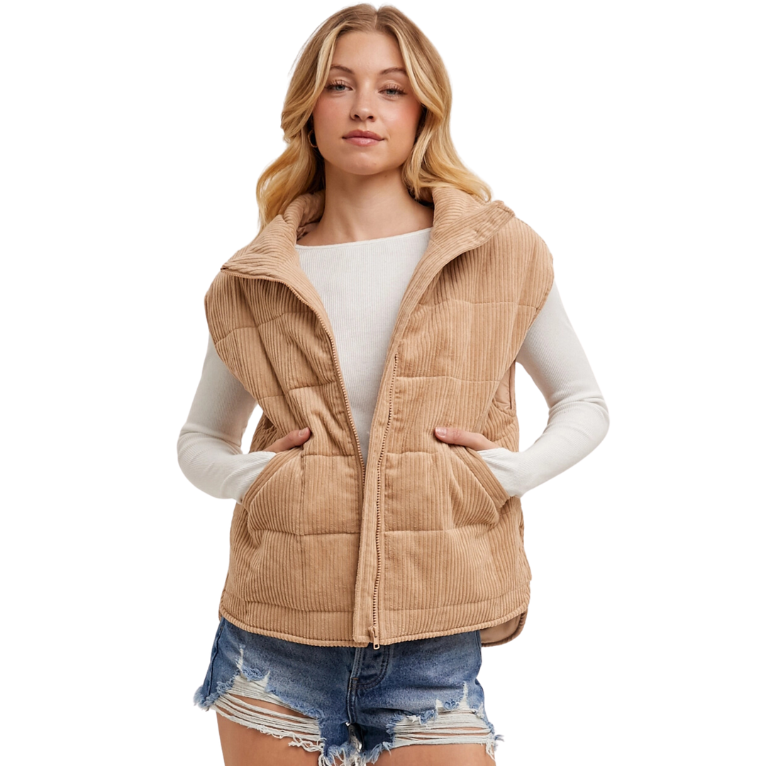 Corduroy Quilted Puffer Vest