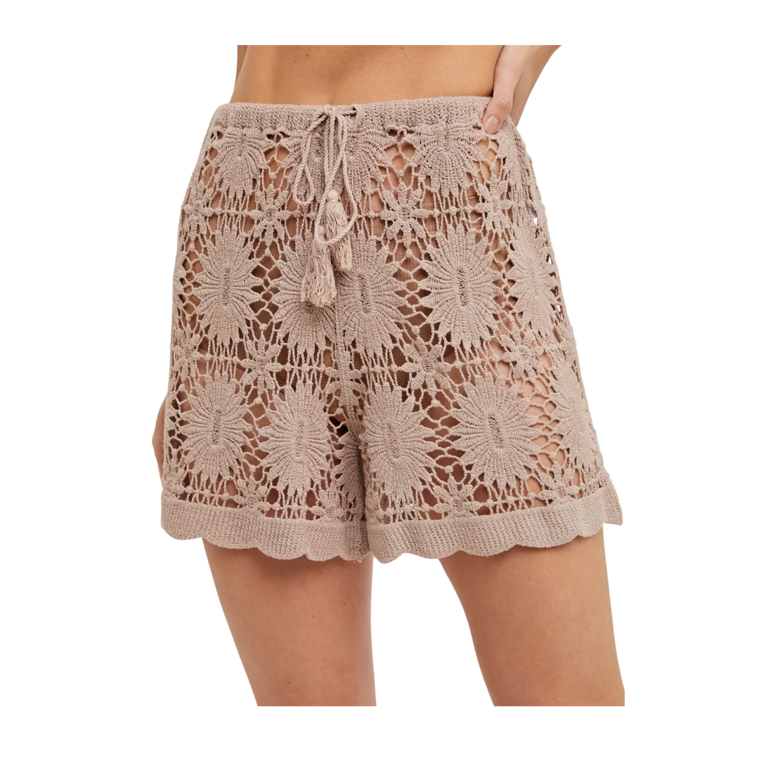 Crochet Drawstring Shorts
