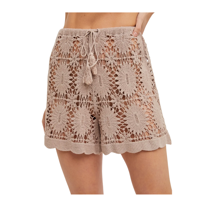Crochet Drawstring Shorts