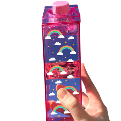 Rainbow Pattern Milk Carton Water Bottle