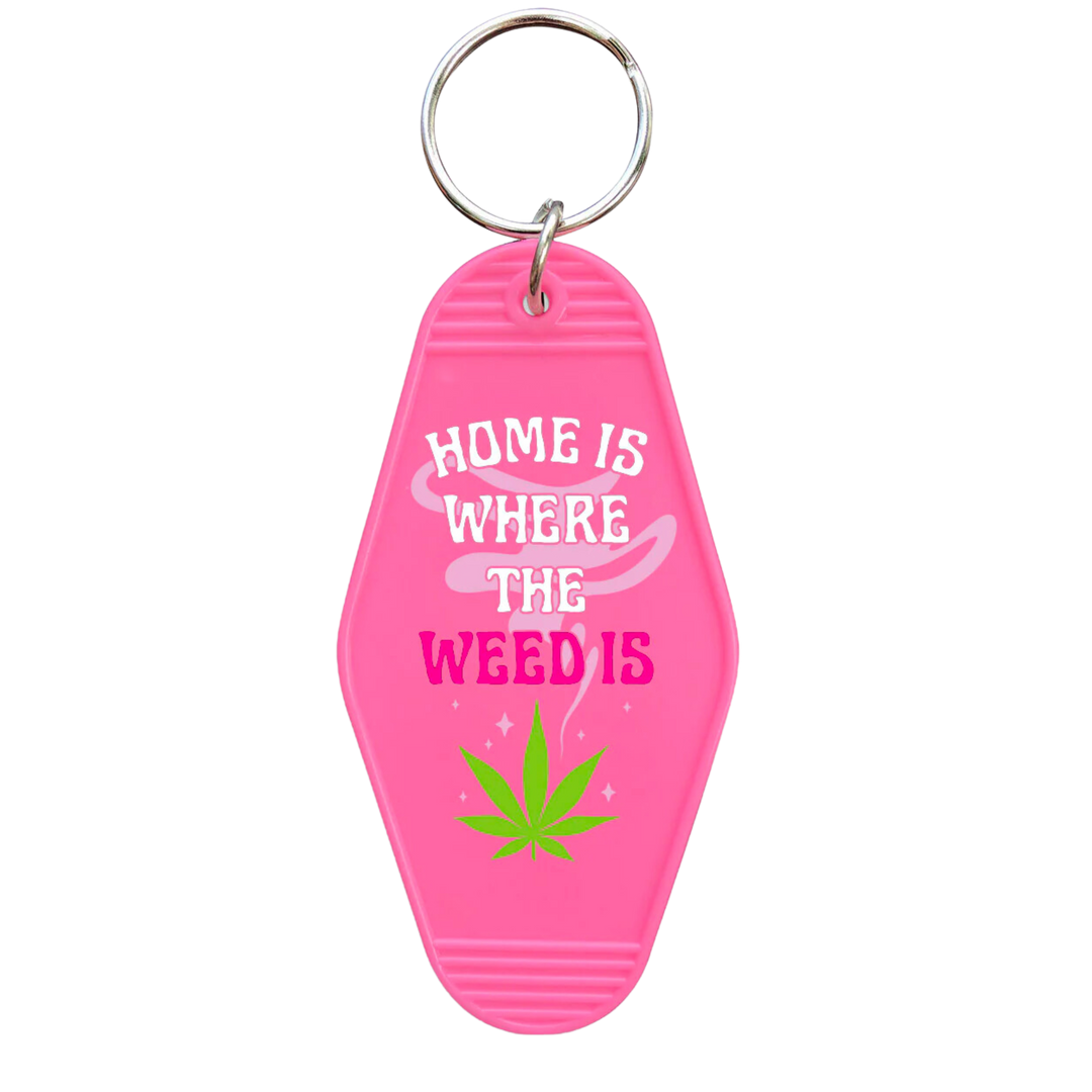 Where The Weed Is Motel Keychain