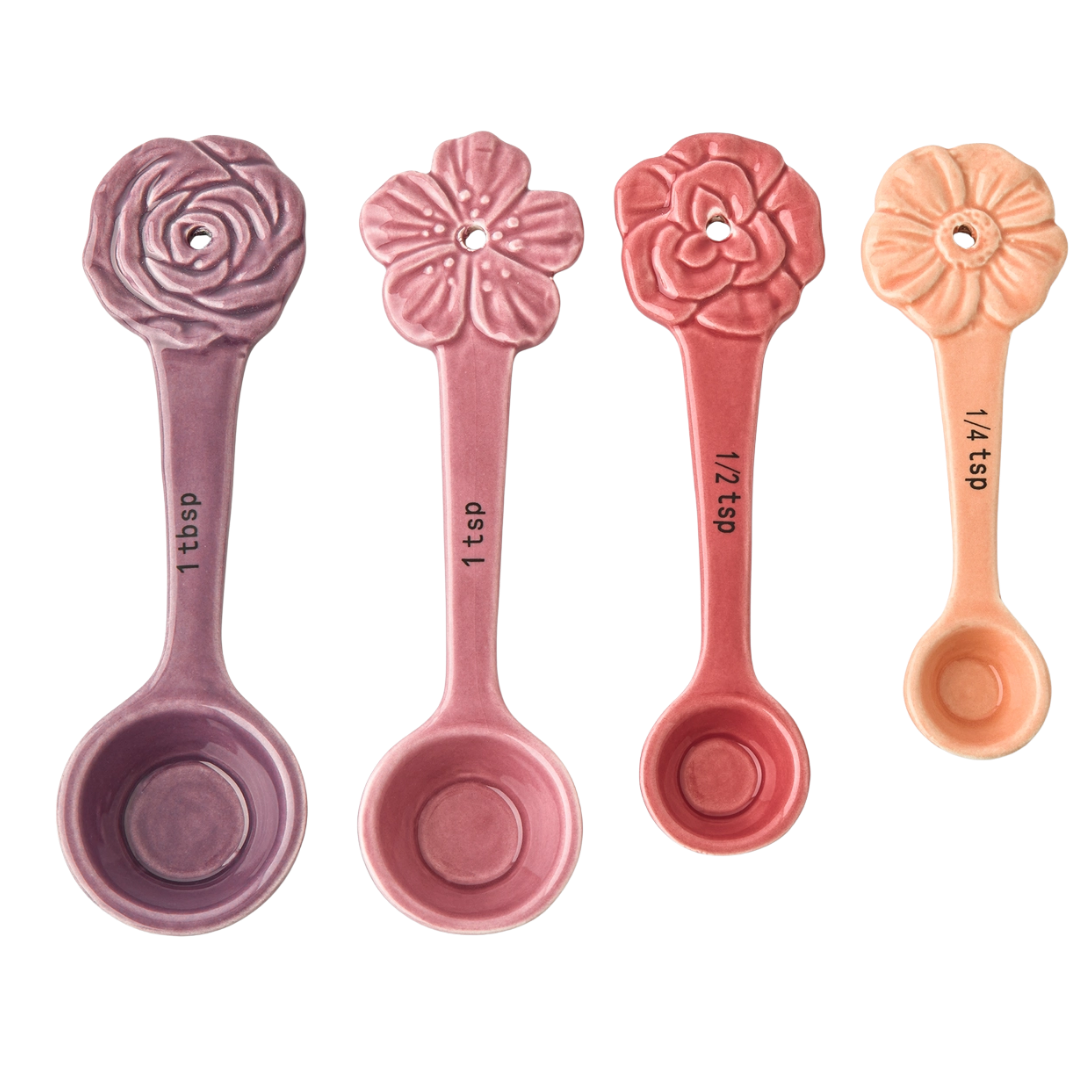 4pc Ceramic Figural Flower Measuring Spoons
