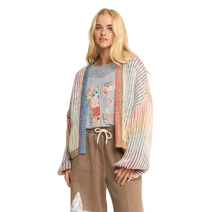 Rainbow Stripe Open Cardigan