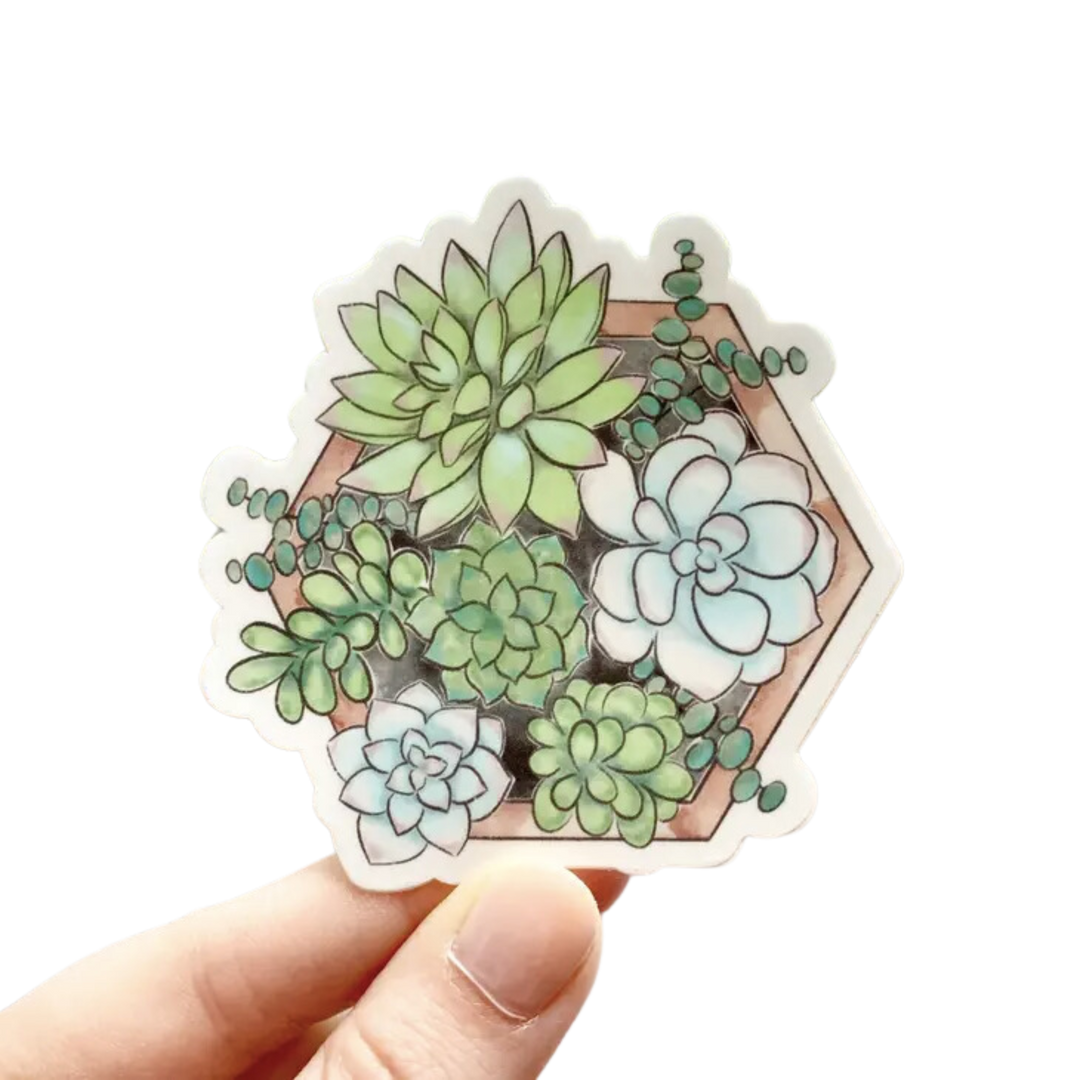 Watercolor Succulent Planter Sticker