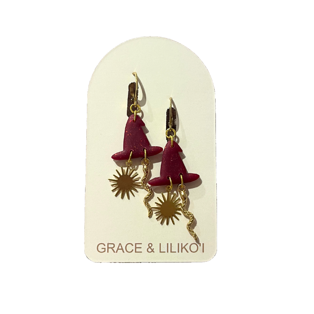 Witch Hat Sun & Snake Earrings