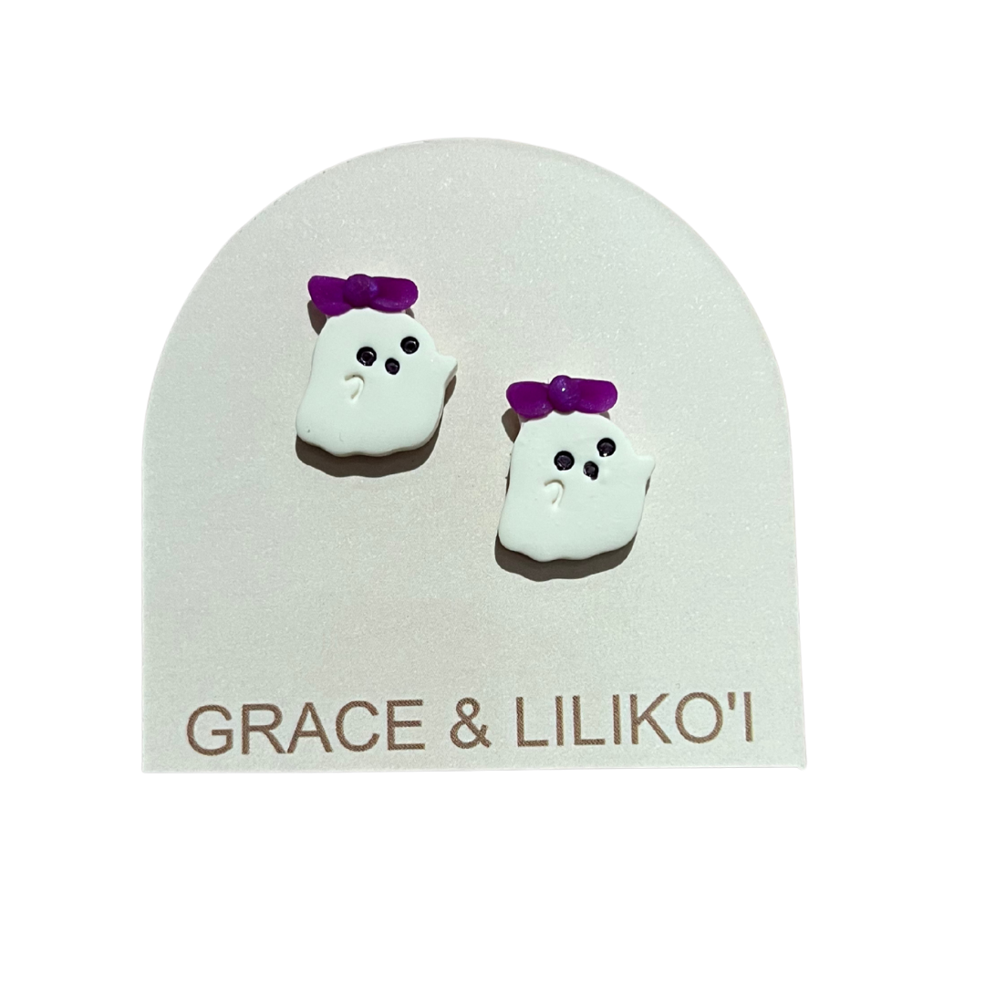 Bow Ghost Stud Earrings