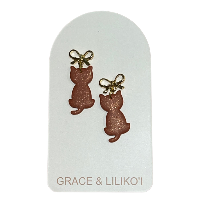 Bow Cat Dangle Earrings
