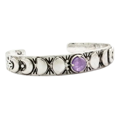 Mini Moon Phases Cuff Bracelet | Amethyst