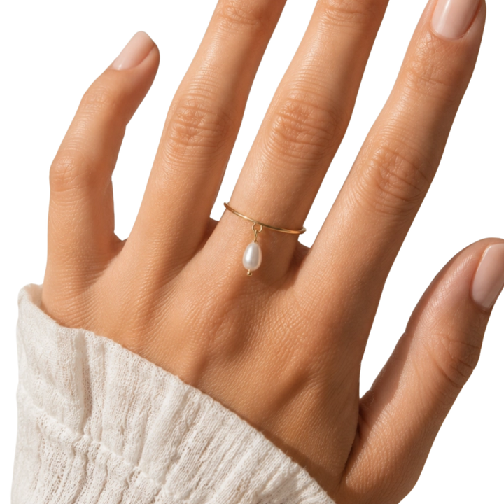 Pearl Charm Gold Ring
