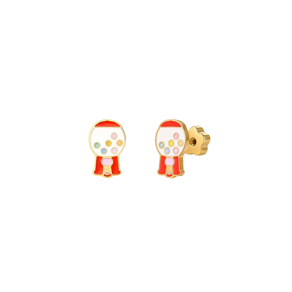 Gumball Enamel Flat Back Kids Earrings