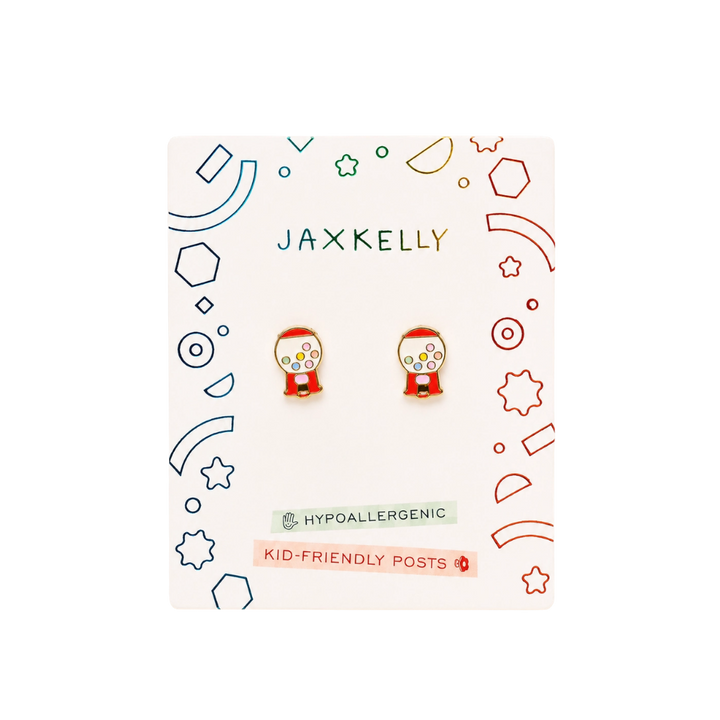 Gumball Enamel Flat Back Kids Earrings