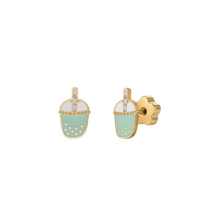 Matcha Enamel Flat Back Kids Earrings