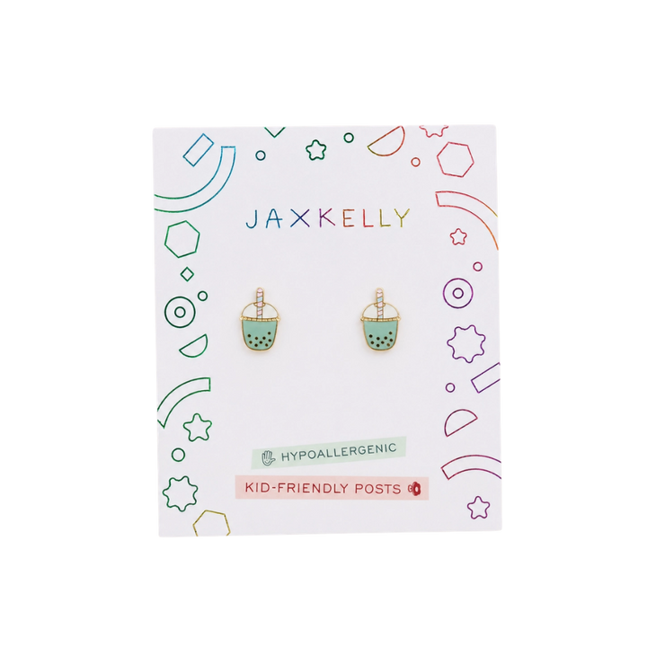 Matcha Enamel Flat Back Kids Earrings