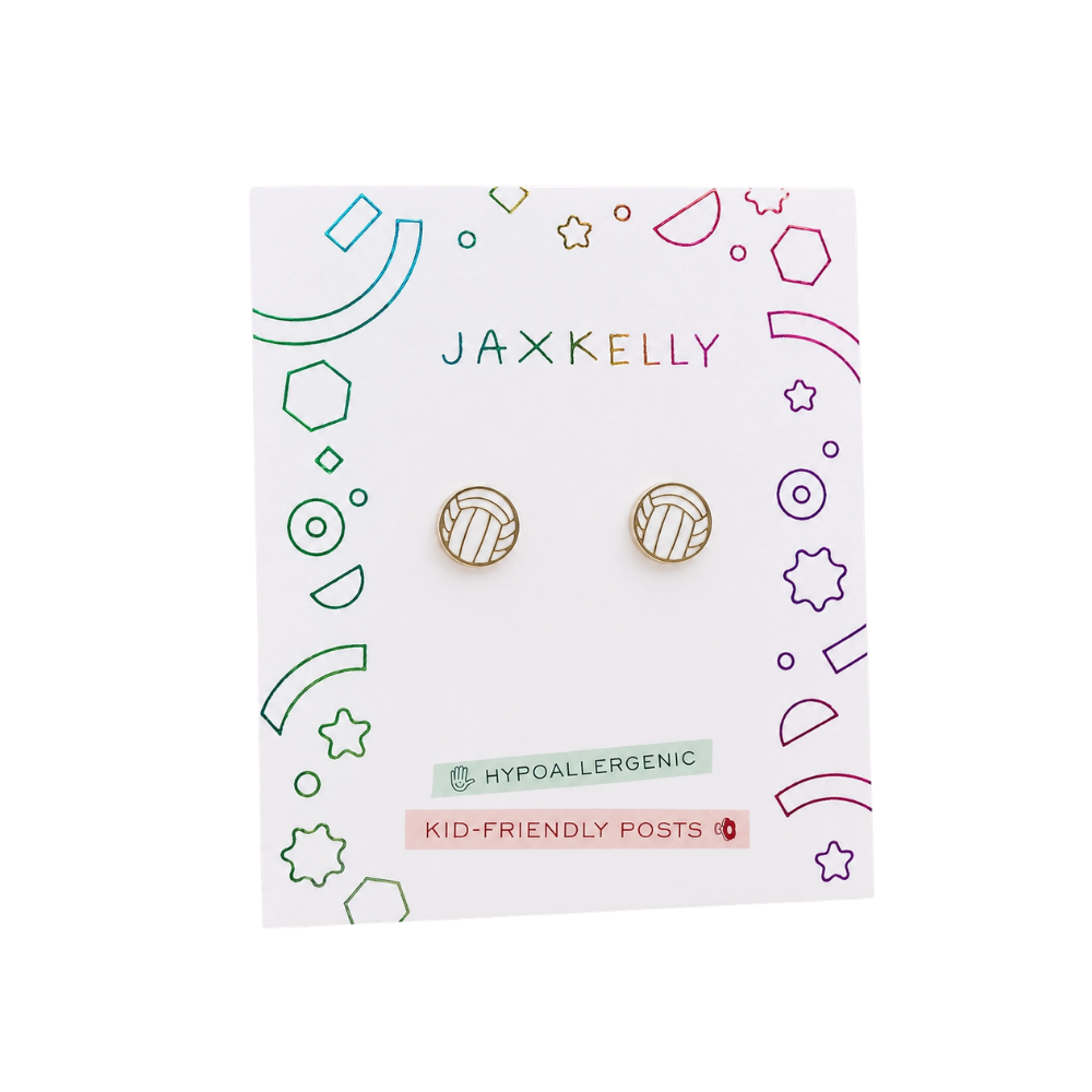 Volleyball Enamel Flat Back Kids Earrings