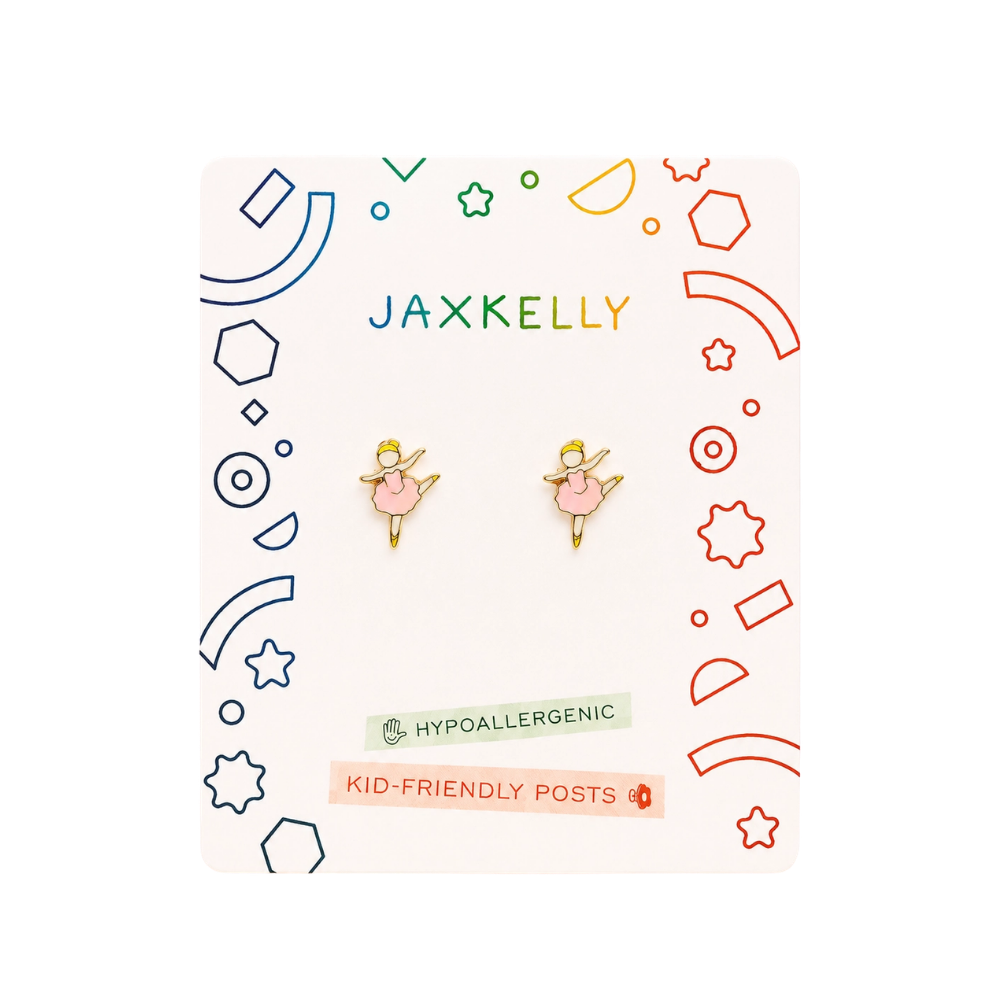Ballerina Enamel Flat Back Kids Earrings