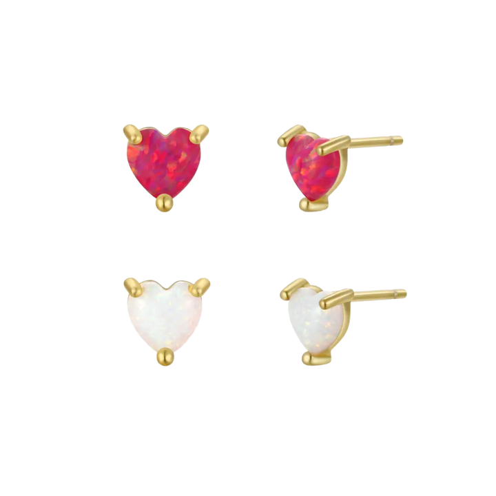 Puffed Opal Heart Earrings