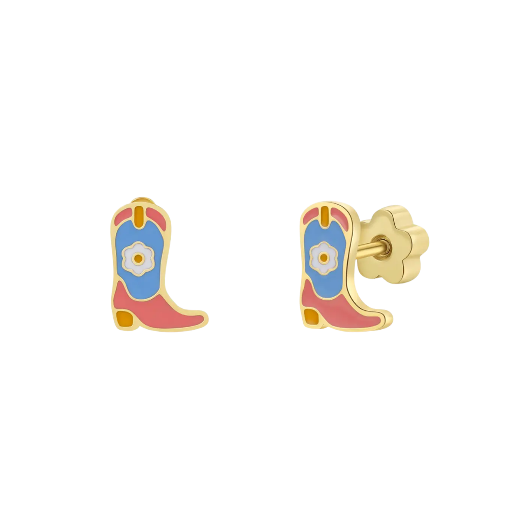 Boots Enamel Flat Back Earrings
