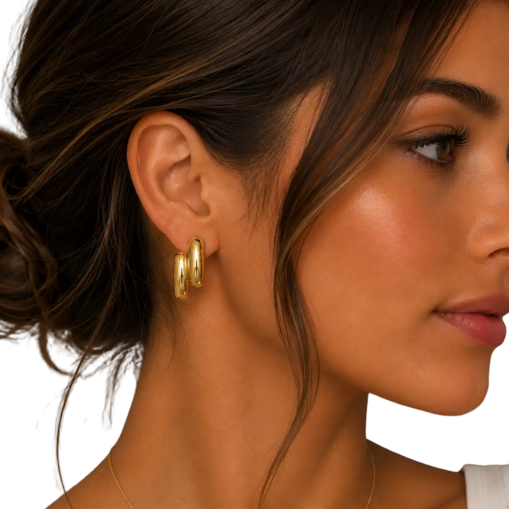 Gold Double Bold Bar Earrings