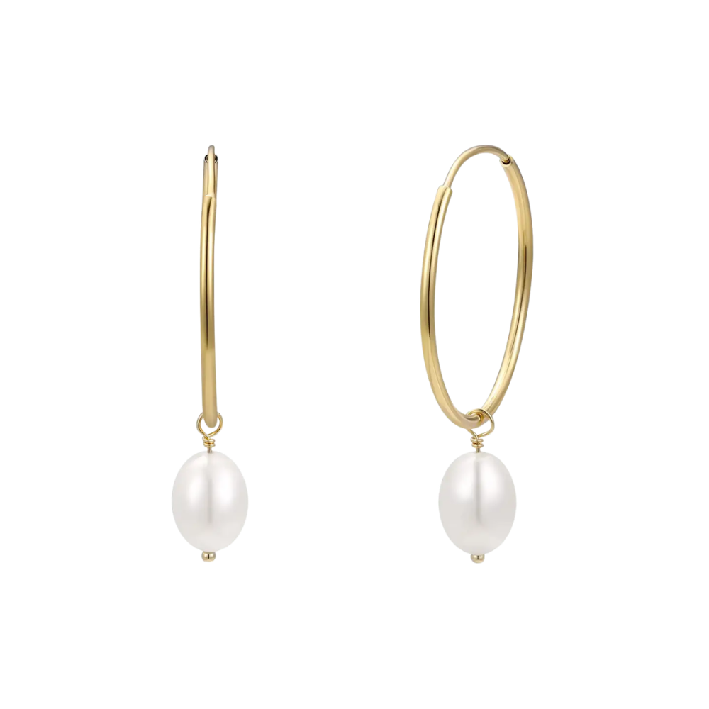 Simple Hoops with Pearls Earrings