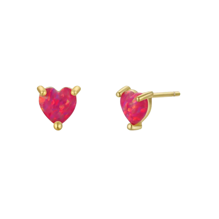 Puffed Opal Heart Earrings