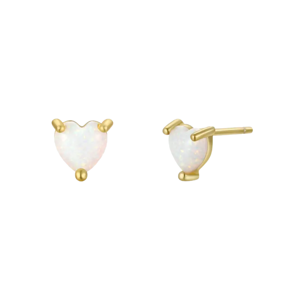 Puffed Opal Heart Earrings