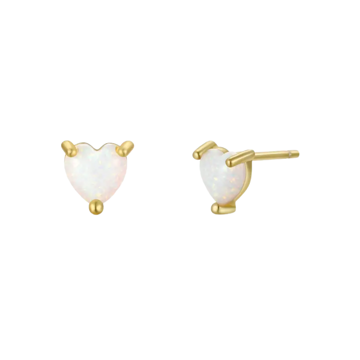 Puffed Opal Heart Earrings