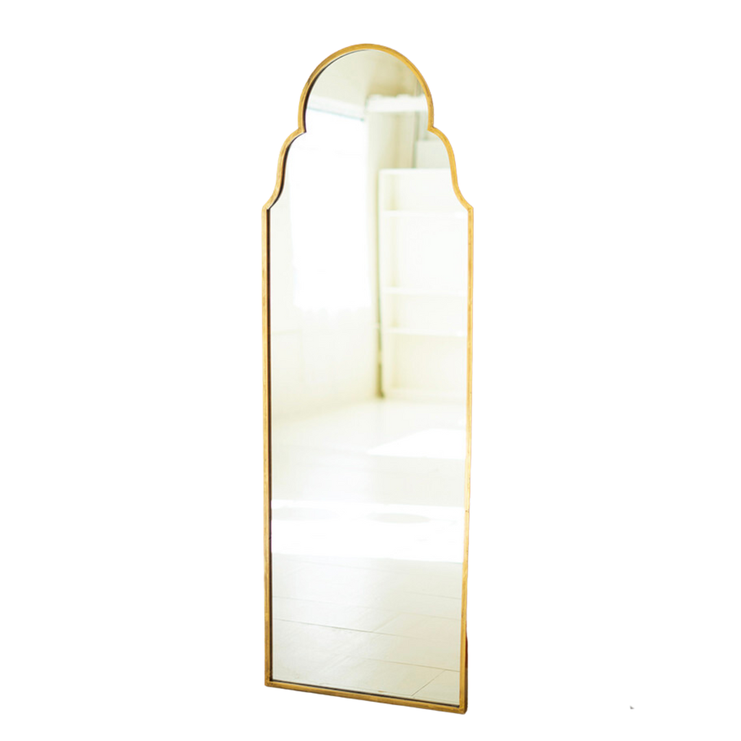 Large Arched Mirror with Brass Frame