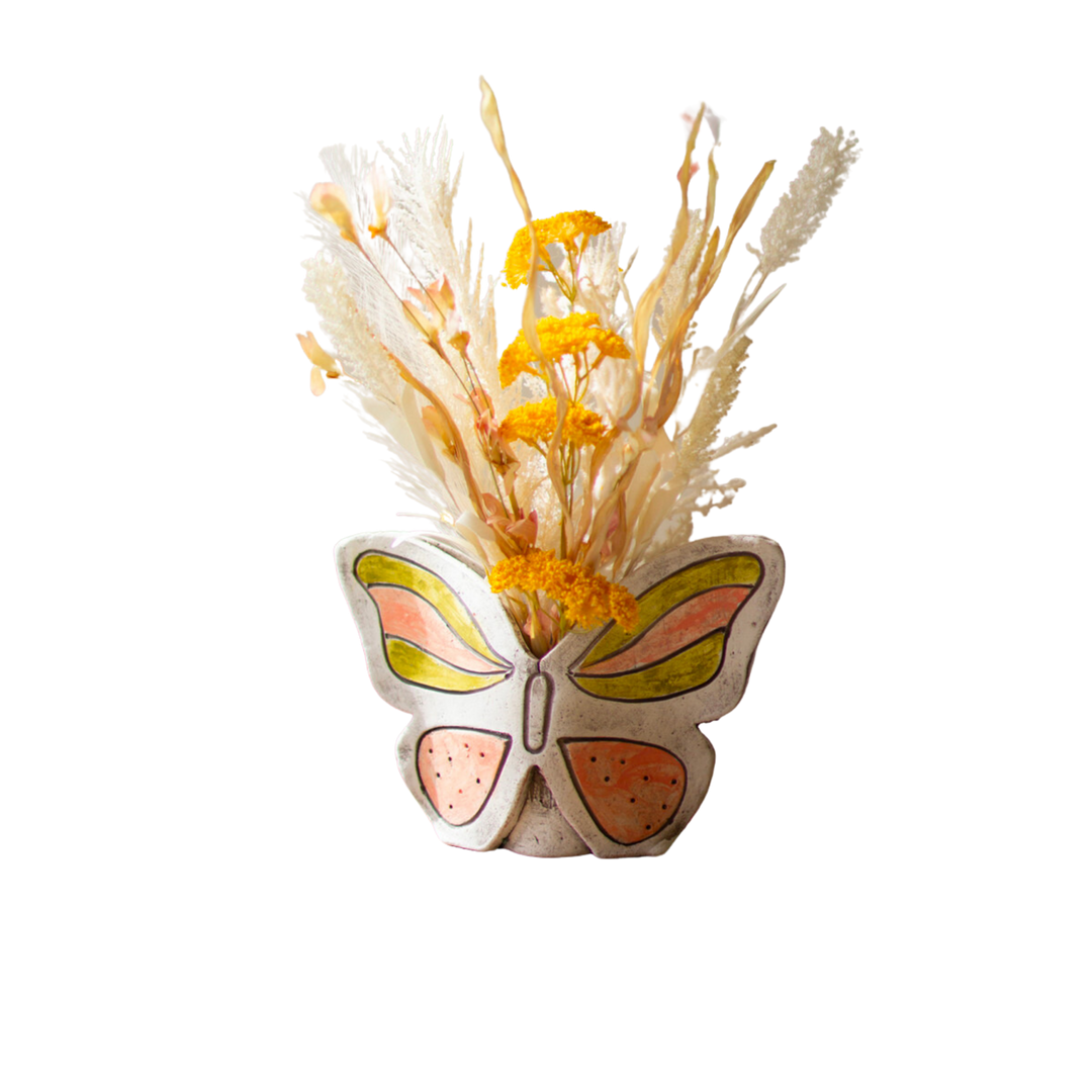 Clay Butterfly Vase