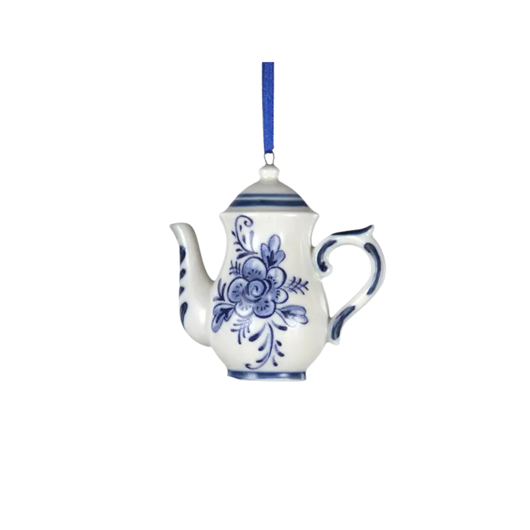 Porcelain Blue Teapot Ornaments