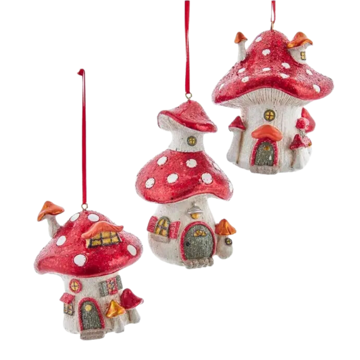 Pinecone Mushroom House Ornaments