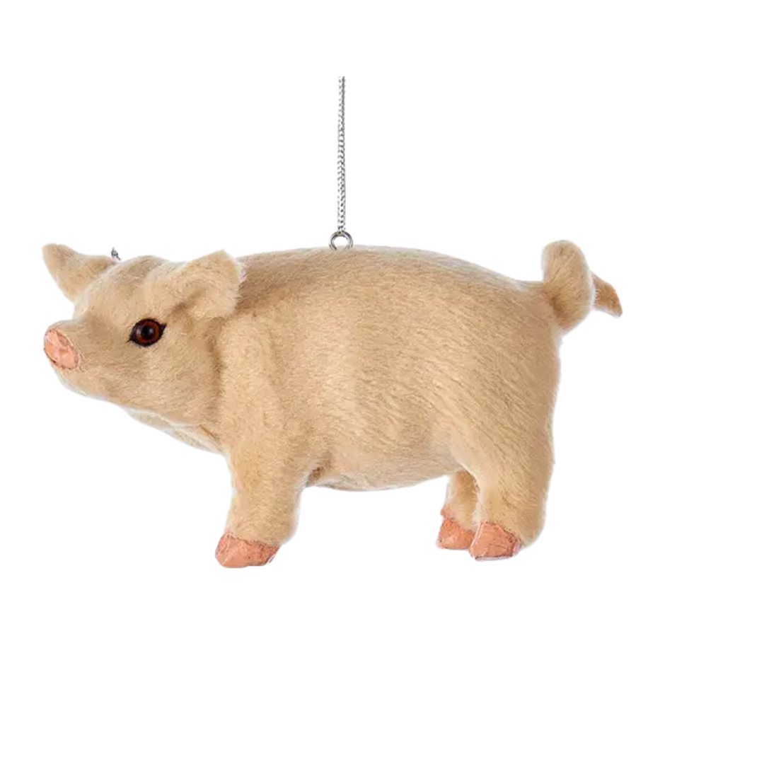 Plastic Plush Pig & Cow Ornaments