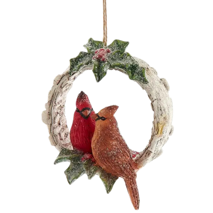 Cardinals, Owl, Fox in Tree Hole Ornaments