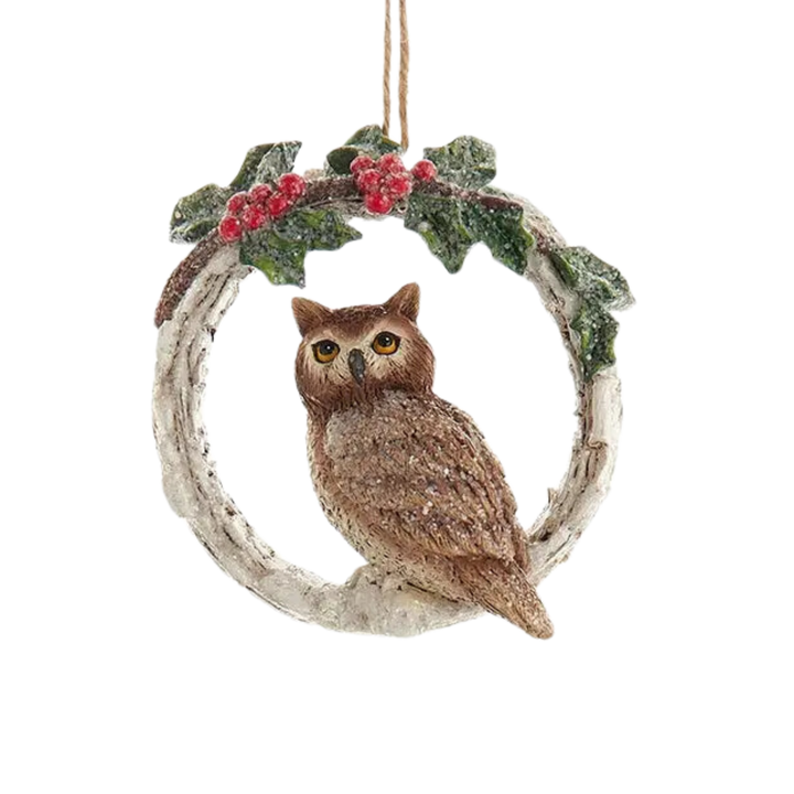 Cardinals, Owl, Fox in Tree Hole Ornaments