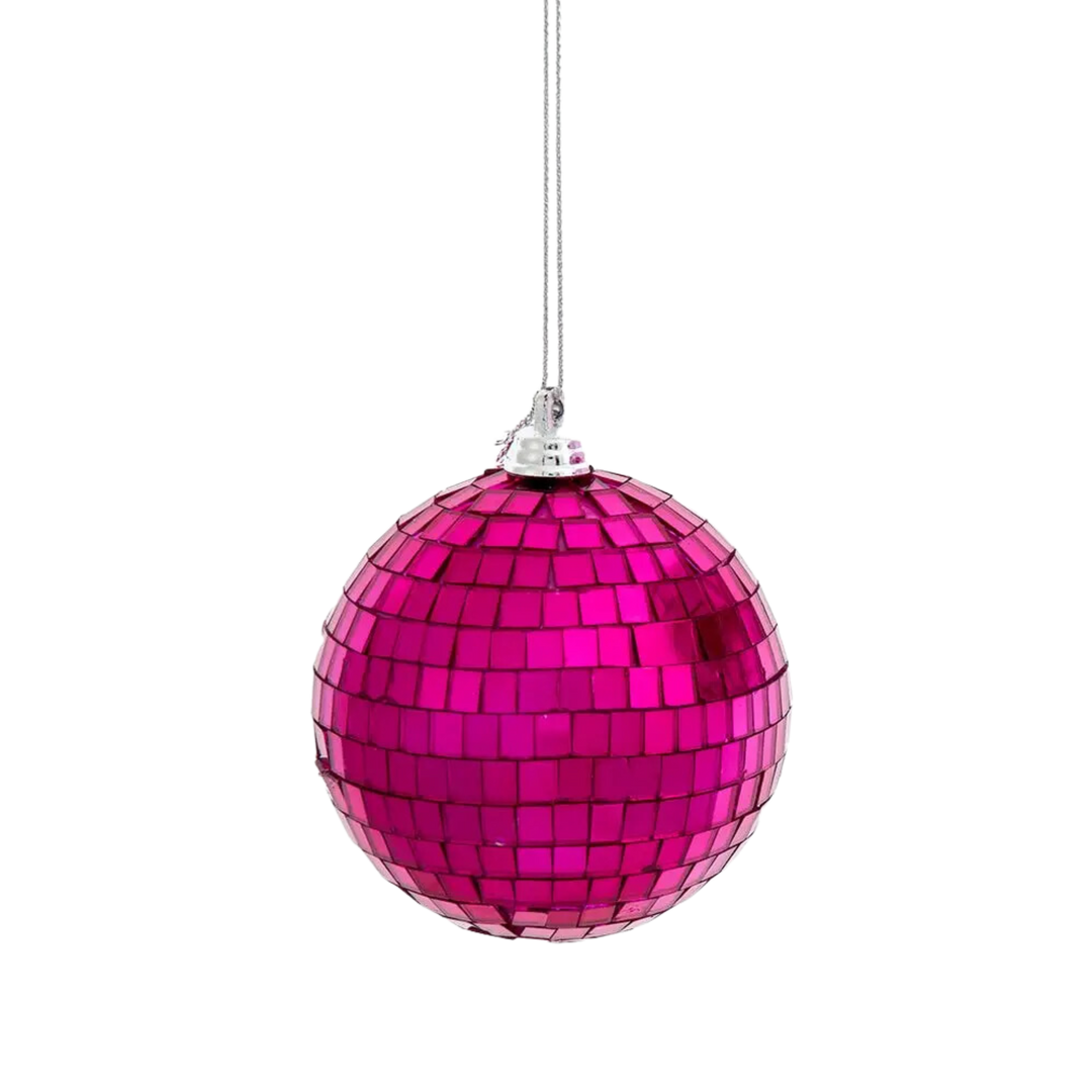 Pink Mirror Glass Disco Ball Ornament