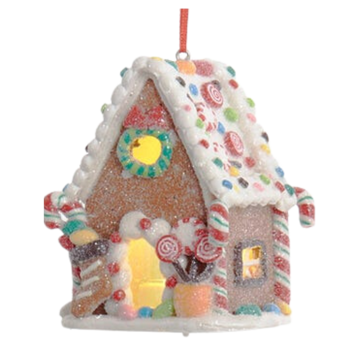 Gingerbread LED Candy House Ornament