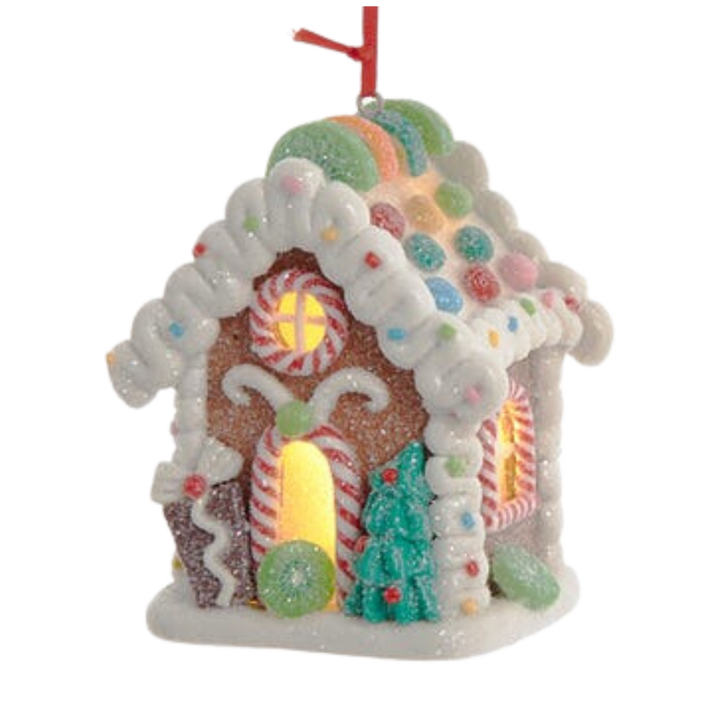 Gingerbread LED Candy House Ornament