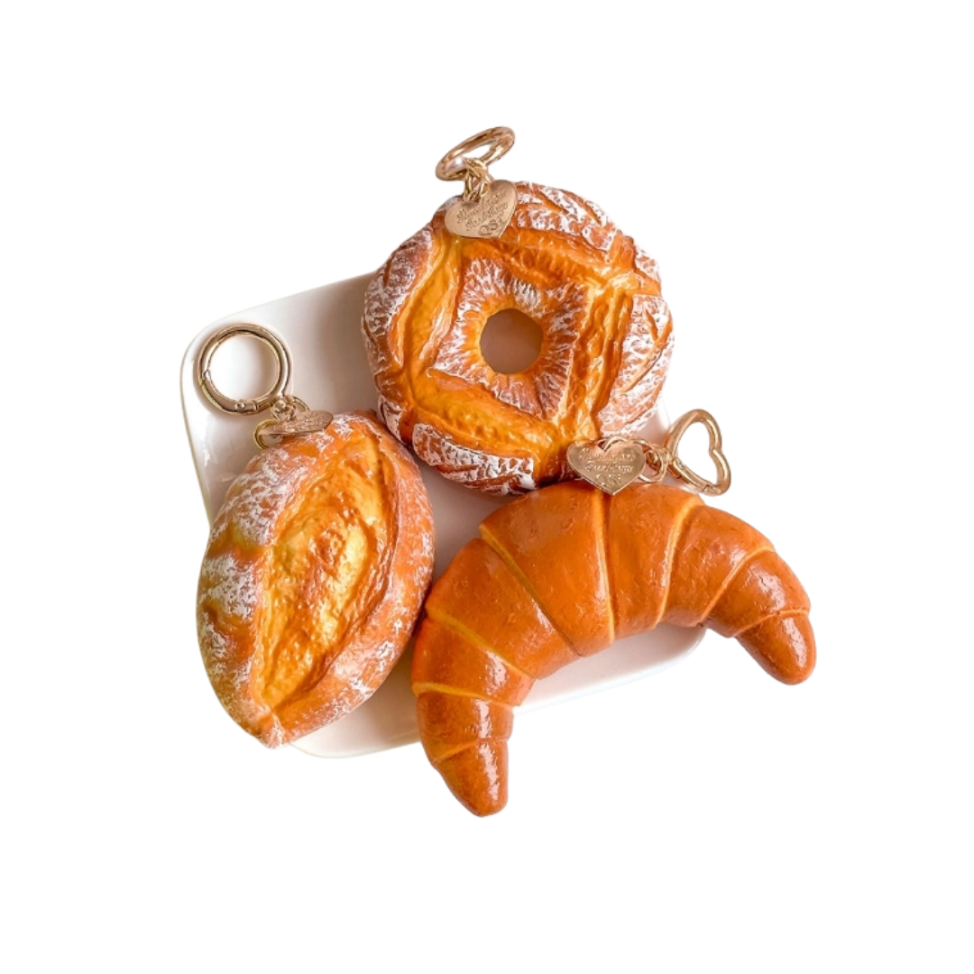 Realistic Bakery Squishy Keychain  Croissant/ Donut/Bread