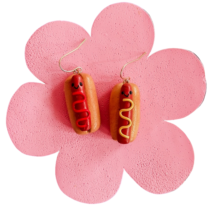 Henry Hot Dog Polymer Clay Earrings