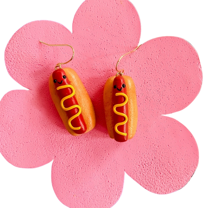 Henry Hot Dog Polymer Clay Earrings