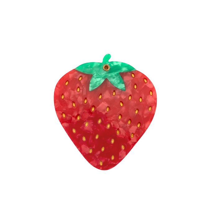 Red Strawberry Swing Hinge Folding Compact Mirror