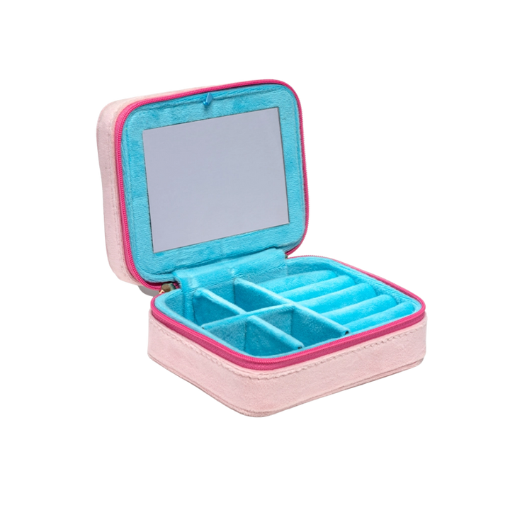Velvet Jewelry Zip Case - Feminine Florals Pink