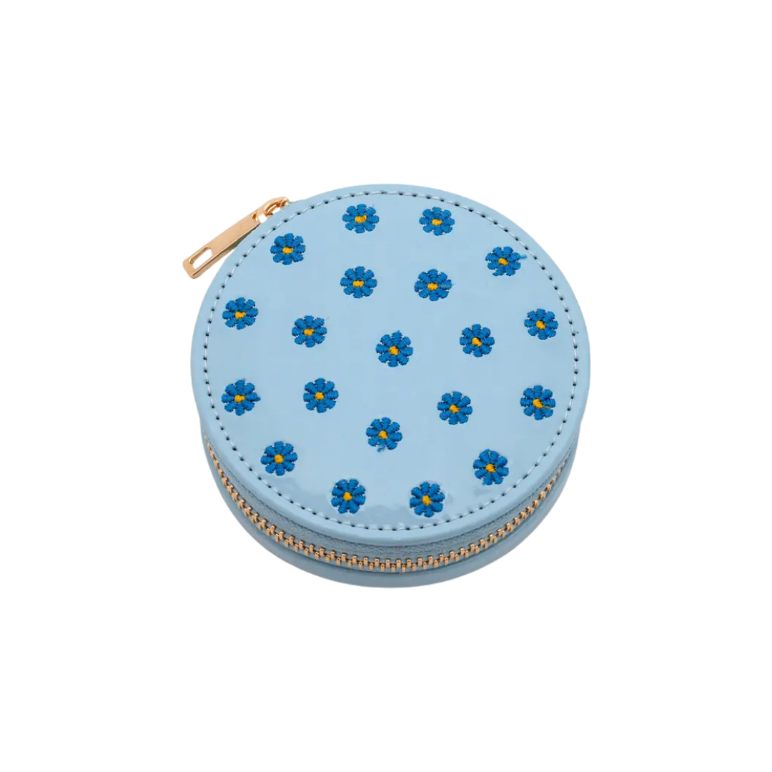 Daily Pill Case w/ Removable Pill Organizer - Blue Daisies