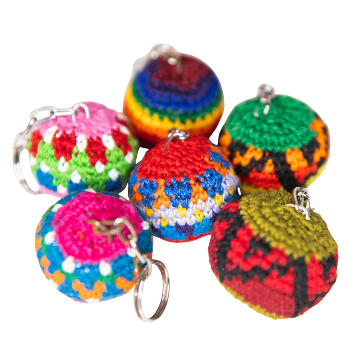 Mini Crochet Footbag Keychain