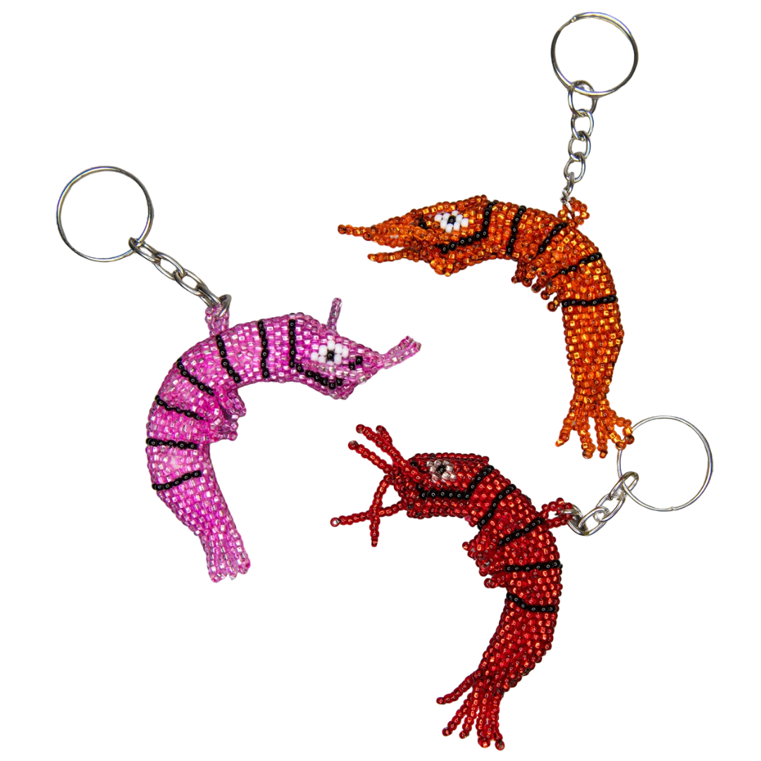Beaded Shrimp Keychain