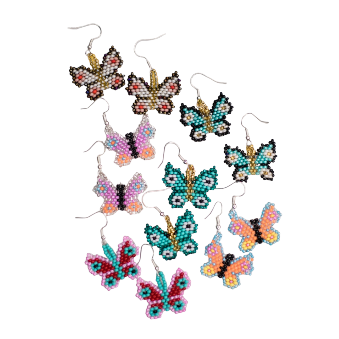 Beaded Small Butterfly Earrings