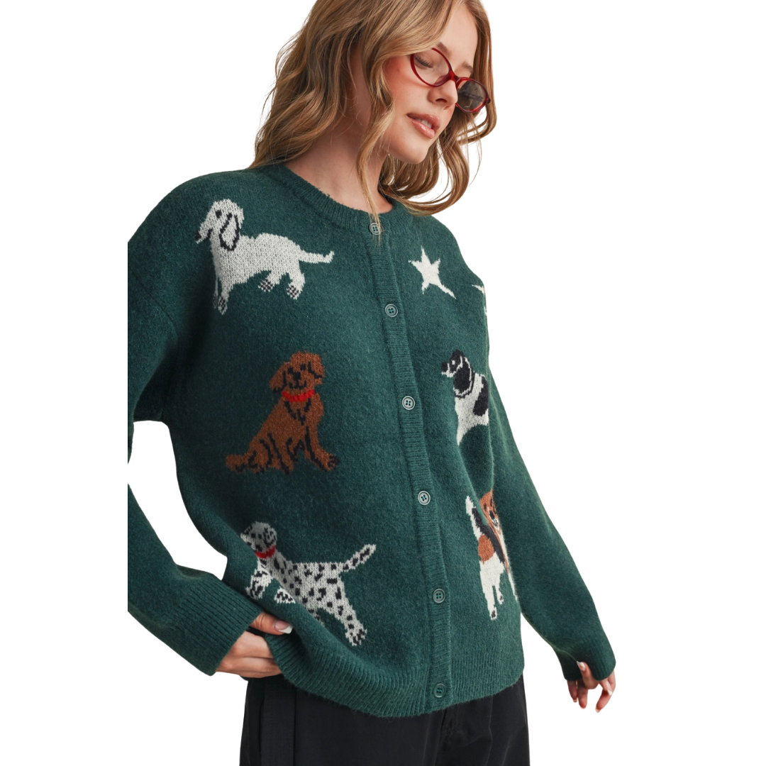 Dog Knit Sweater Cardigan