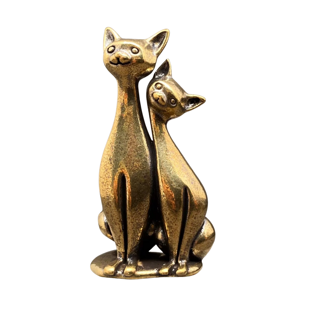 Brass Couple Cats Desktop Ornament