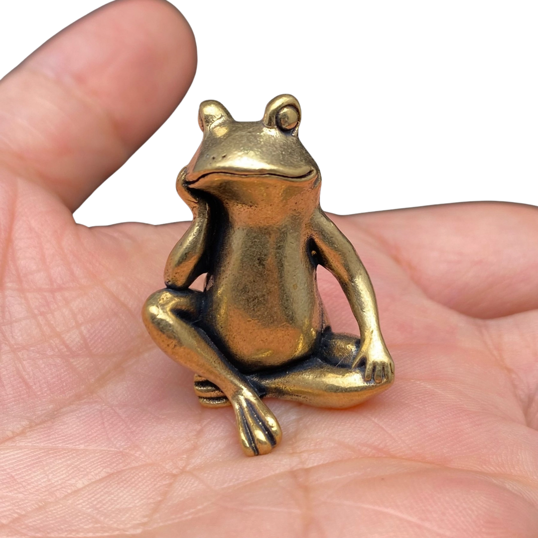 Brass Sitting Frog Desktop Ornament